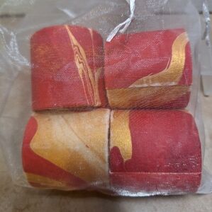 Hester & Cook Red Gold Marbled Paper Napkin Rings Set Of 4 New In Package